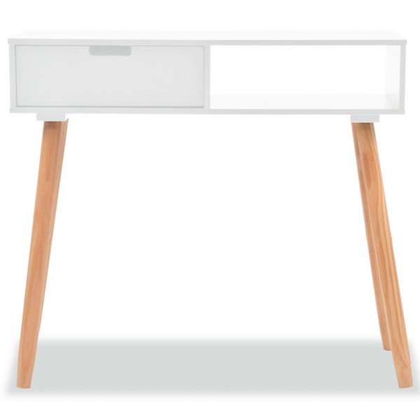 Mesa consola de pinho maciço 80x30x72 cm branco M 3