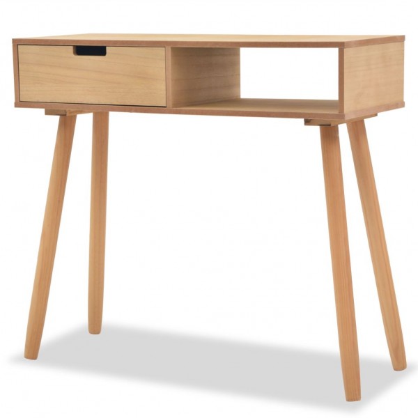 Mesa consola de madera maciza de pino 80x30x72 cm marrón D