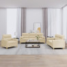 3 pcs conjunto de sofás com almofadas tecido cor creme 1