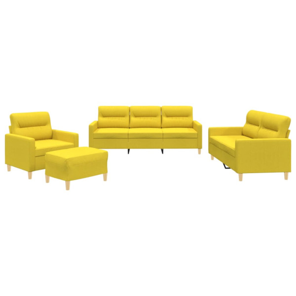4 pcs conjunto de sofás com almofadões tecido amarelo-claro M 2