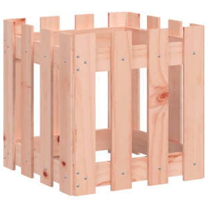 Jardinera con diseño de valla madera maciza Douglas 40x40x40 cm H