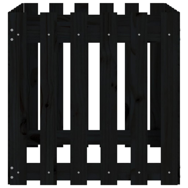 Jardinera diseño de valla madera maciza pino negra 60x60x60 cm M 5