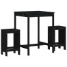 3 pcs conjunto de bar para jardim pinho maciço preto 2