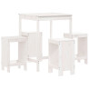 Set de mesa y taburetes altos jardín 5 pzas madera pino blanco 2