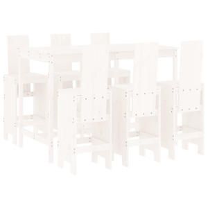 7 pcs conjunto de bar para jardim pinho maciço branco H