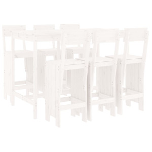 7 pcs conjunto de bar para jardim pinho maciço branco H