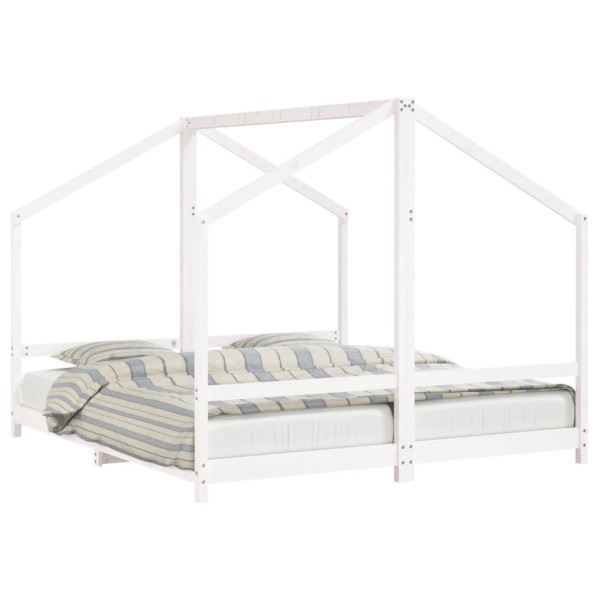 Estrutura de cama infantil 2x(90x200) cm pinho maciço branco M 2