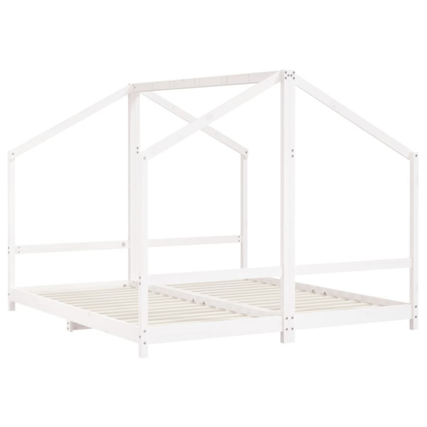 Estrutura de cama infantil 2x(90x200) cm pinho maciço branco M 3