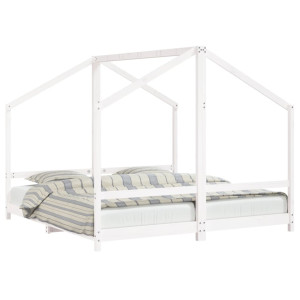 Estrutura de cama infantil 2x(90x190) cm pinho maciço branco H