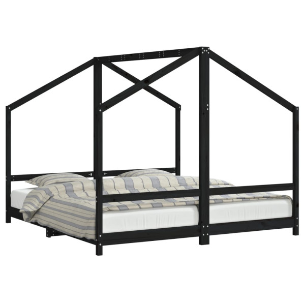 Estructura de cama de niños madera de pino negro 2x(90x190) cm M 2