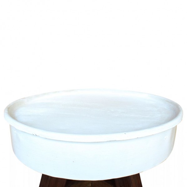 Mesa de centro de madera maciza reciclada 60x45 cm blanco M 4