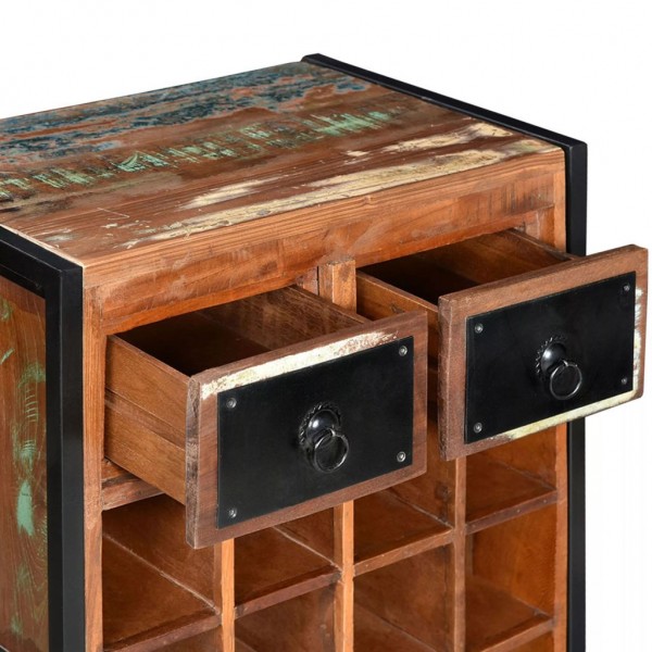 Garrafeira para 16 garrafas madeira reciclada maciça M 5