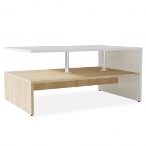 Mesa de centro de madera aglomerada 90x59x42cm roble y blanco H