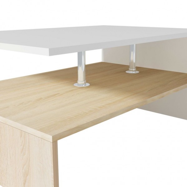 Mesa de centro de madera aglomerada 90x59x42cm roble y blanco M 5