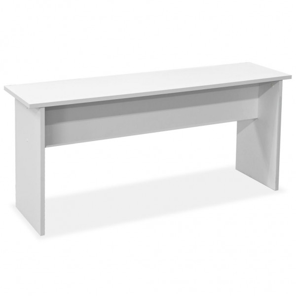 Mesa de comedor y bancos 3 piezas madera contrachapada blanca M 4