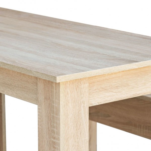 Mesa de comedor y bancos 3 piezas madera aglomerada color roble M 5