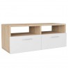 Mueble para la televisión aglomerado blanco y roble 95x35x36 cm 2