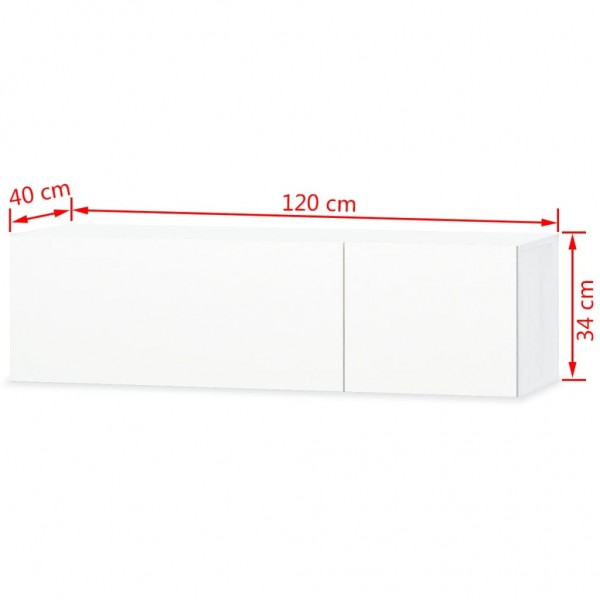 Mueble para TV madera contrachapada blanco brillo 120x40x34 cm M 5