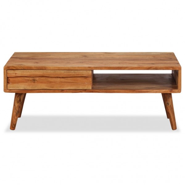 Mesa de centro madera maciza de acacia con cajón 100x50x40 cm M 2