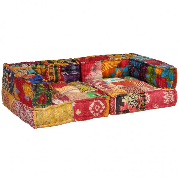 Puf modular de 2 plazas de tela patchwork M 5