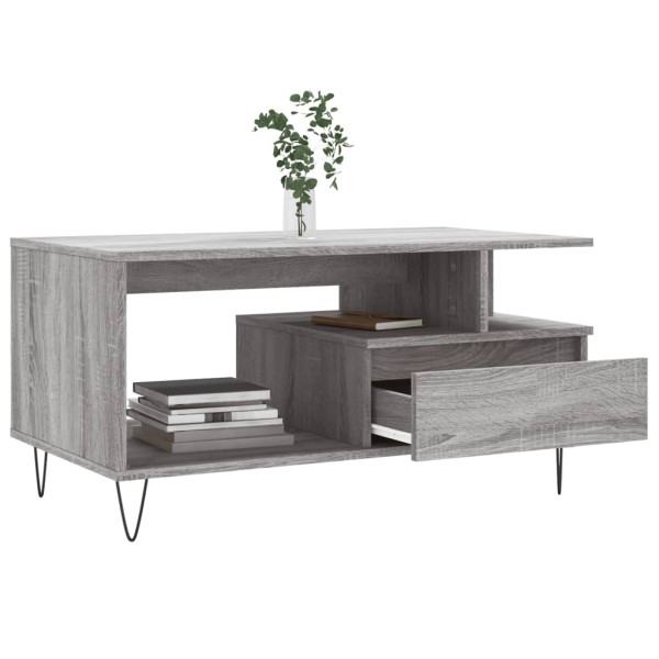 Mesa de centro madera contrachapada gris Sonoma 90x49x45 cm M 4