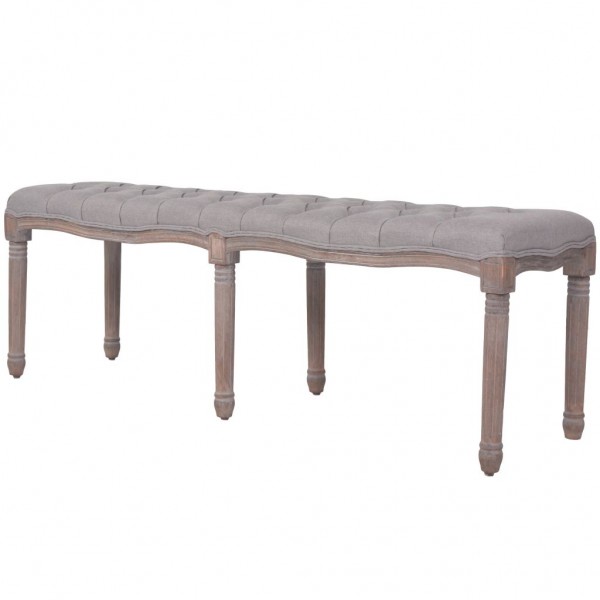 Banco lino y madera maciza gris oscuro 150x40x48 cm D