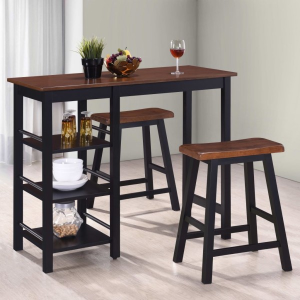 Conjunto de mesa alta de cocina 3 piezas MDF negro D