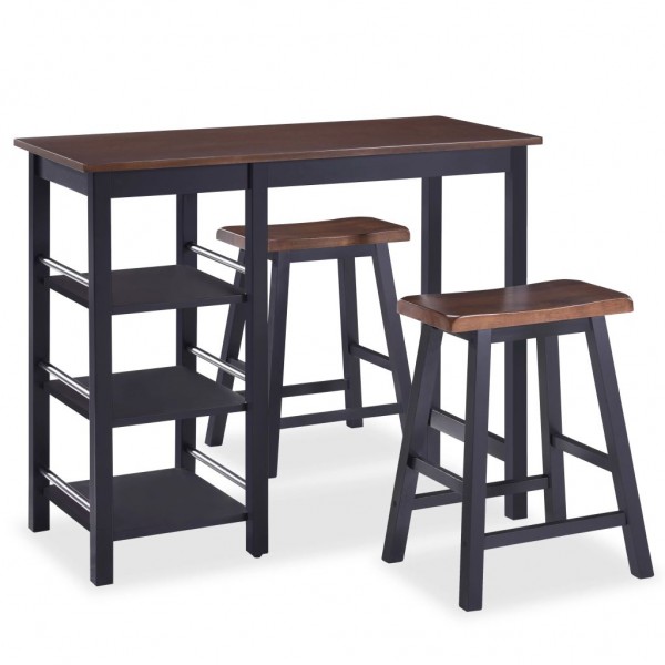 Conjunto de mesa alta de cocina 3 piezas MDF negro M 2