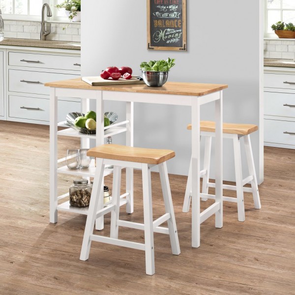 Conjunto de mesa alta de cocina 3 piezas MDF blanco M 5