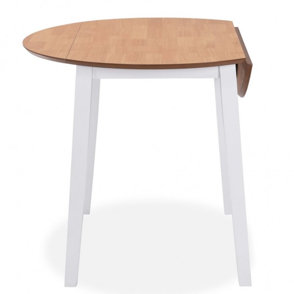 Mesa de jantar com abas rebatíveis redonda MDF branco M 4