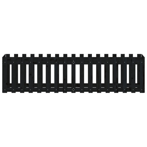 Arriate elevado jardín con valla madera pino negro 200x50x50cm M 5