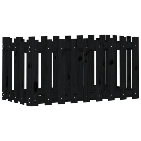 Canteiro elevado c/ design cerca 100x50x50cm pinho maciço preto M 2
