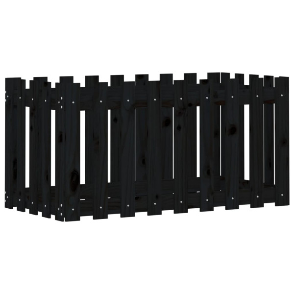Canteiro elevado c/ design cerca 100x50x50cm pinho maciço preto M 4