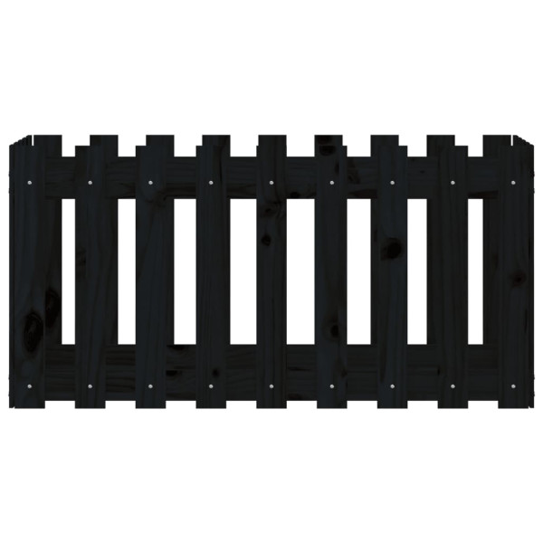 Arriate elevado jardín con valla madera pino negro 100x50x50cm M 5