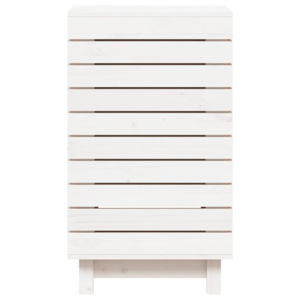 Cesto de roupa suja 44x44x76 cm madeira de pinho maciça branco M 5