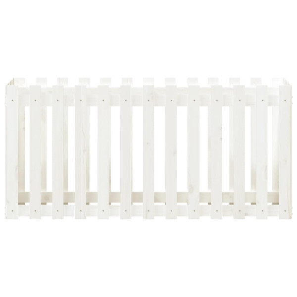 Canteiro elevado c/design cerca 150x50x70 pinho maciço branco M 5