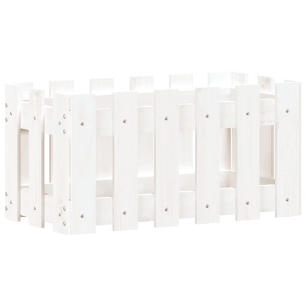Vaso de jardim c/ design cerca 60x30x30 cm pinho maciço branco M 4