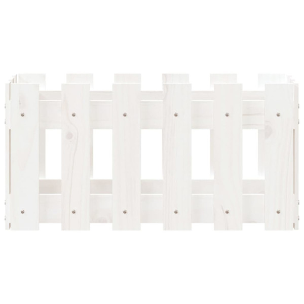 Vaso de jardim c/ design cerca 60x30x30 cm pinho maciço branco M 5