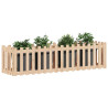 Arriate elevado jardín con valla madera maciza pino 200x50x50cm 3