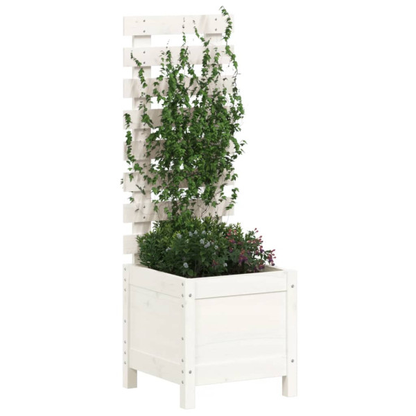 Vaso de jardim c/ suporte 39x39.5x114 cm pinho maciço branco M 3