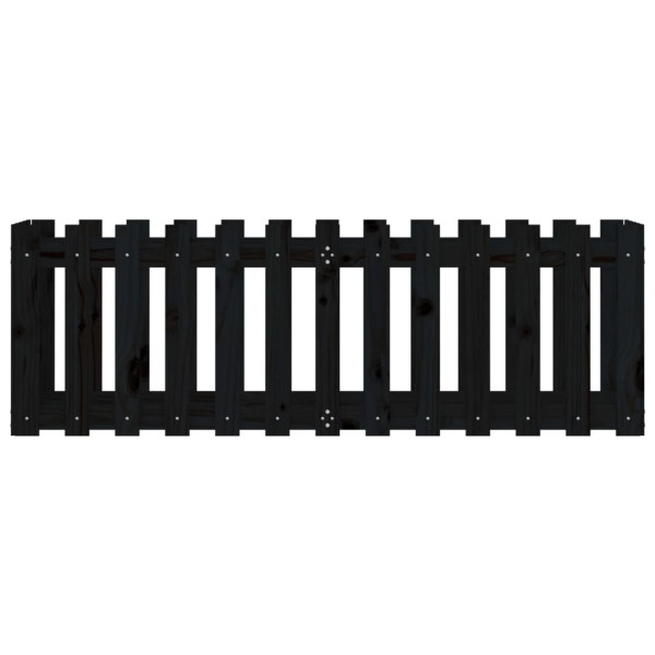 Canteiro elevado c/ design cerca 150x50x50cm pinho maciço preto M 5