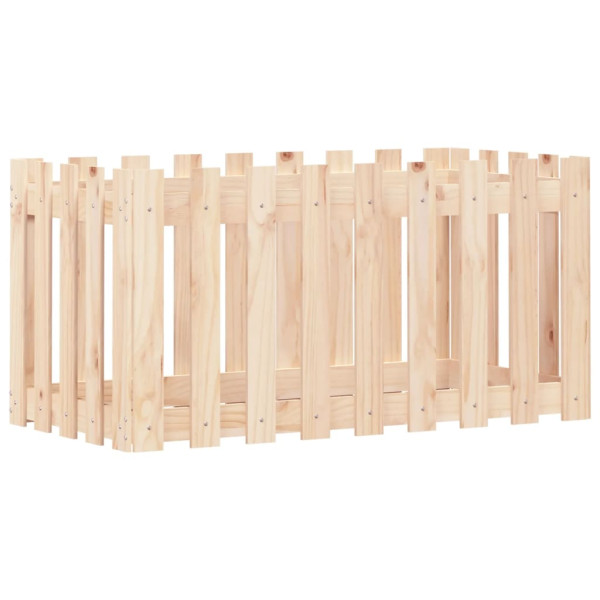 Arriate elevado jardín con valla madera maciza pino 100x50x50cm M 4