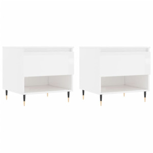 Mesas de centro 2pcs 50x46x50cm deriv. madeira branco brilhante H