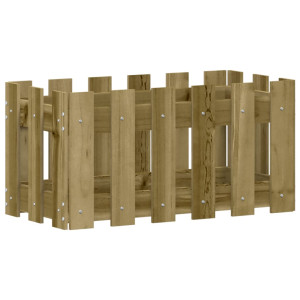 Vaso de jardim c/ design de cerca 60x30x30 cm pinho impregnado H