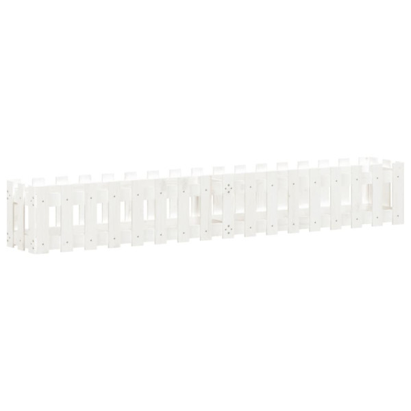 Canteiro elevado c/design cerca 200x30x30cm pinho maciço branco M 4