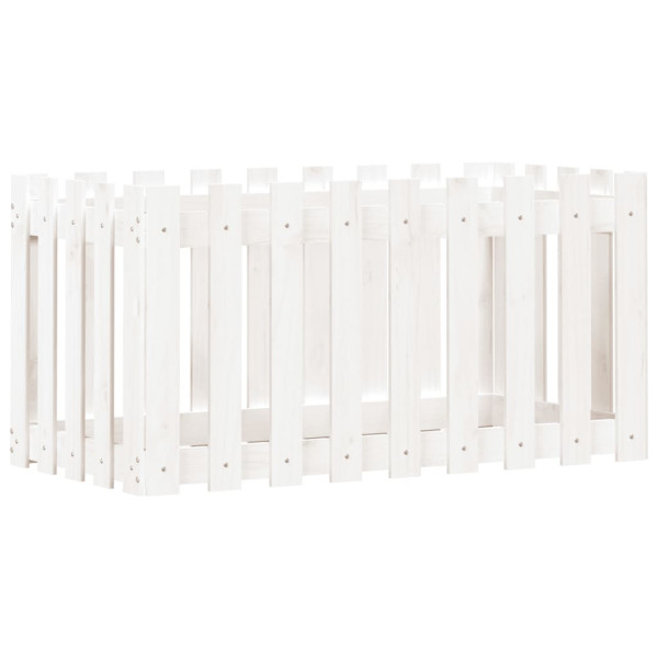 Arriate elevado jardín con valla madera pino blanco 100x50x50cm M 2