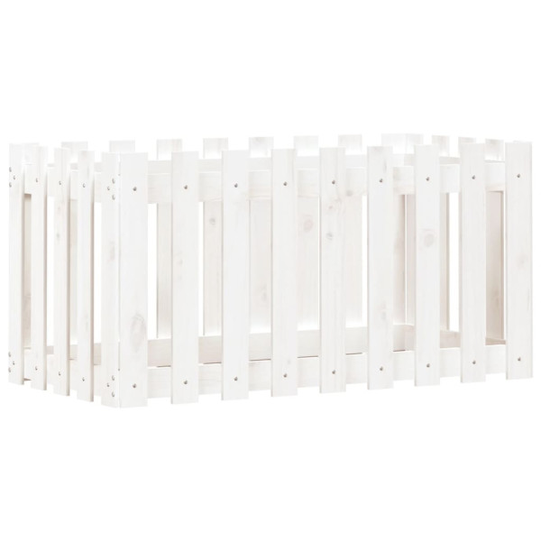 Arriate elevado jardín con valla madera pino blanco 100x50x50cm M 4