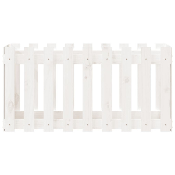 Arriate elevado jardín con valla madera pino blanco 100x50x50cm M 5