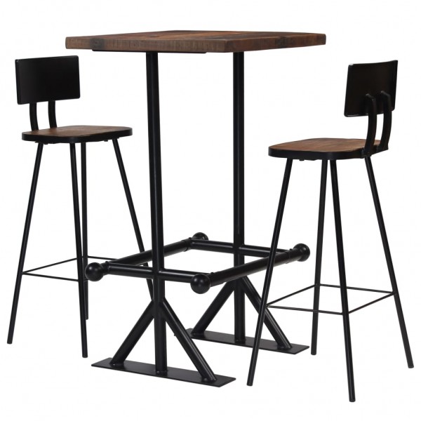 Conjunto de muebles de bar 3 piezas madera maciza reciclada D