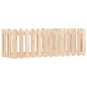 Arriate elevado jardín con valla madera maciza pino 150x50x50cm H